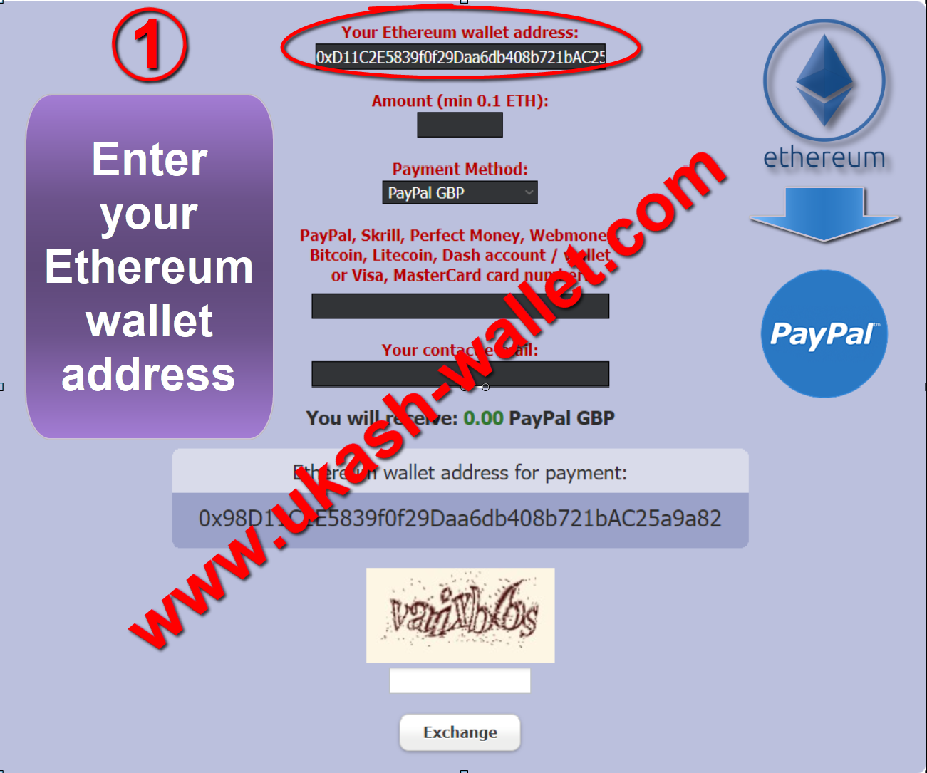 Ethereum to Paypal exchange - Step one.