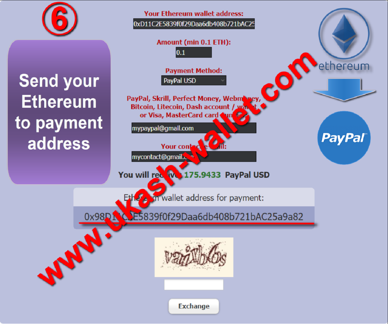 Ethereum for Paypal send - Step six.