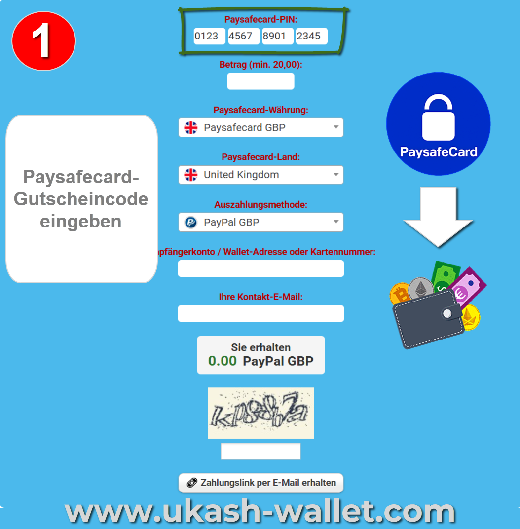 Paysafecard-Gutscheincode eingeben