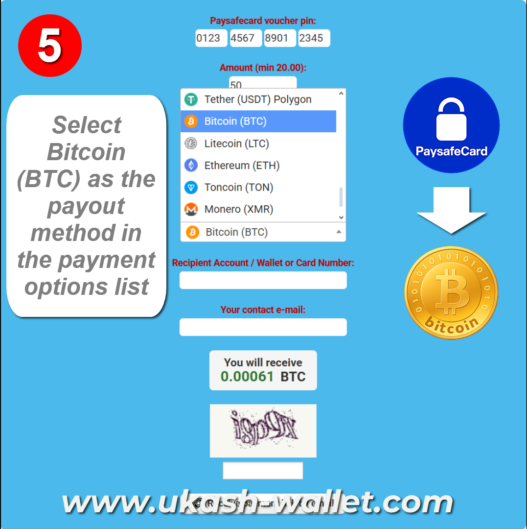 Select Bitcoin (BTC) as Payout Method