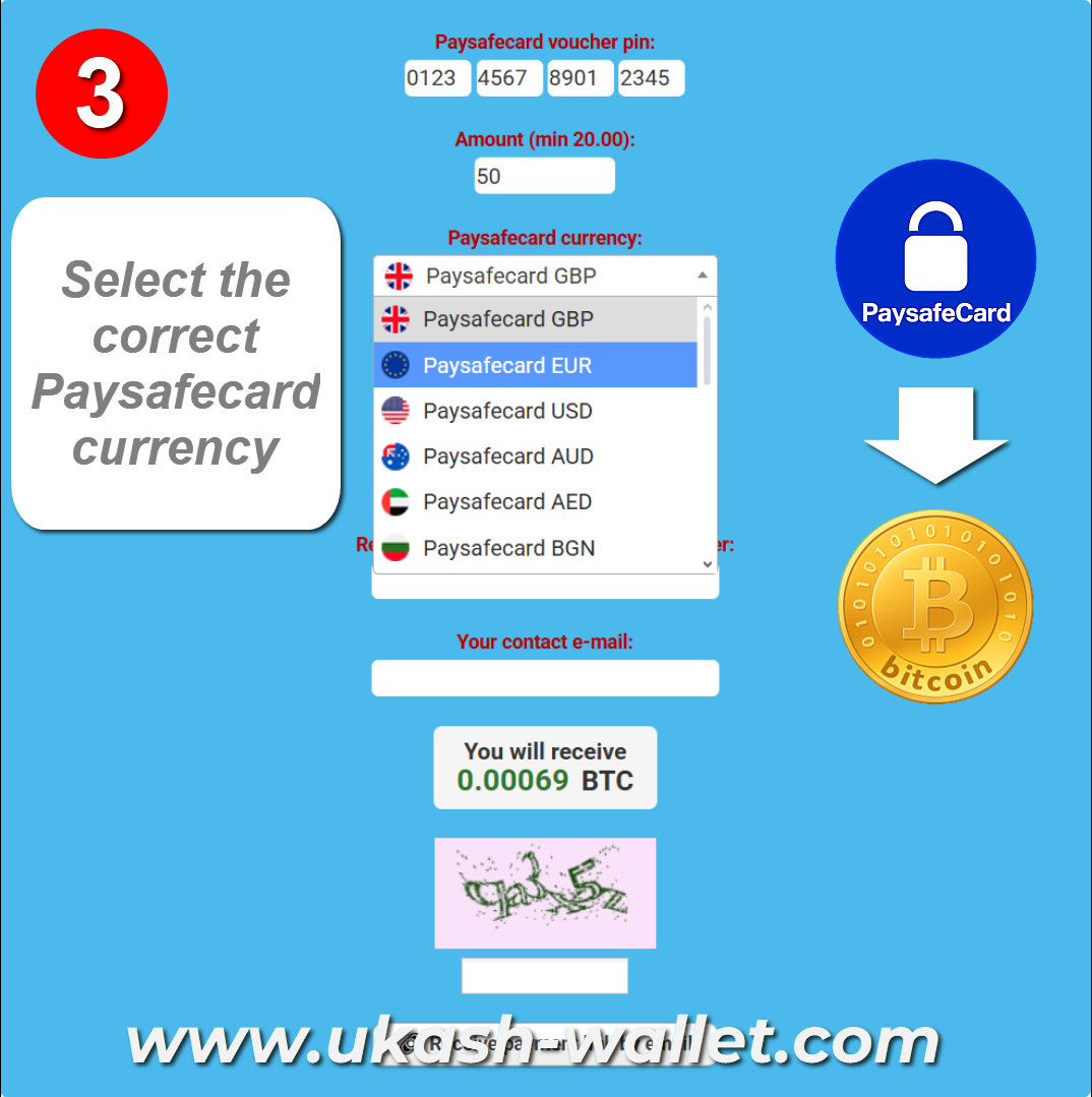 Select the Paysafecard Currency