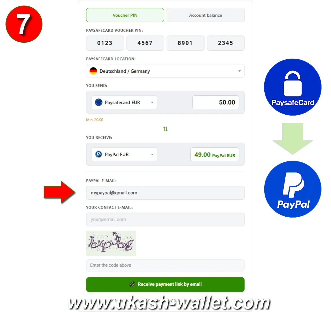 Enter your PayPal account email to receive the payout