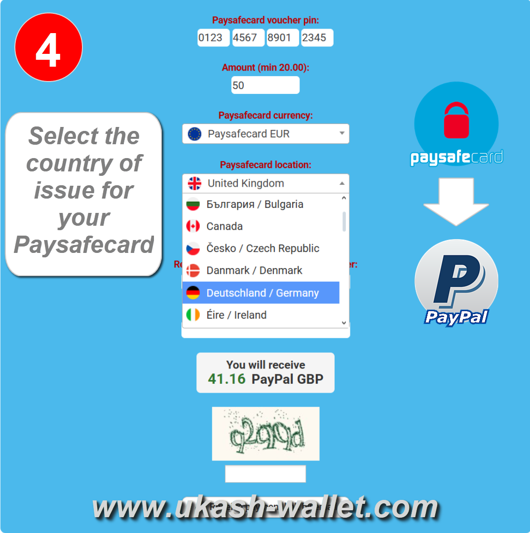 Choose Paysafe Code Country