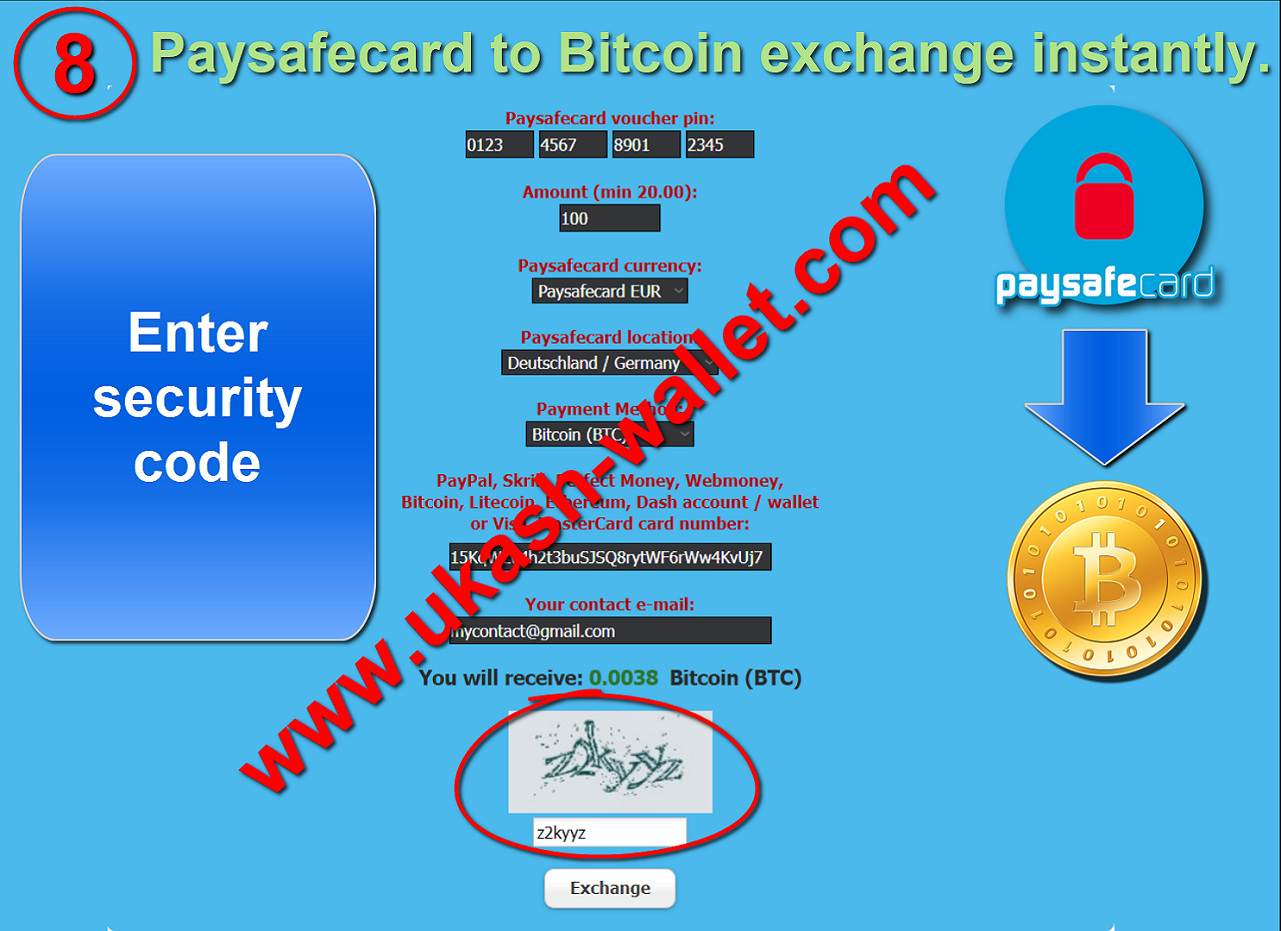 Paysafecard into Bitcoin - Step eight.