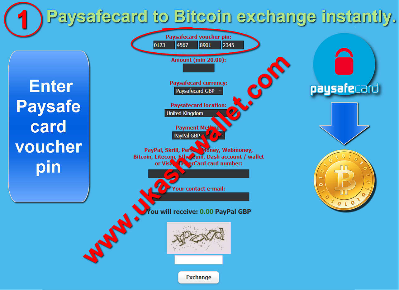 Paysafecard to Bitcoin exchange - Step one.