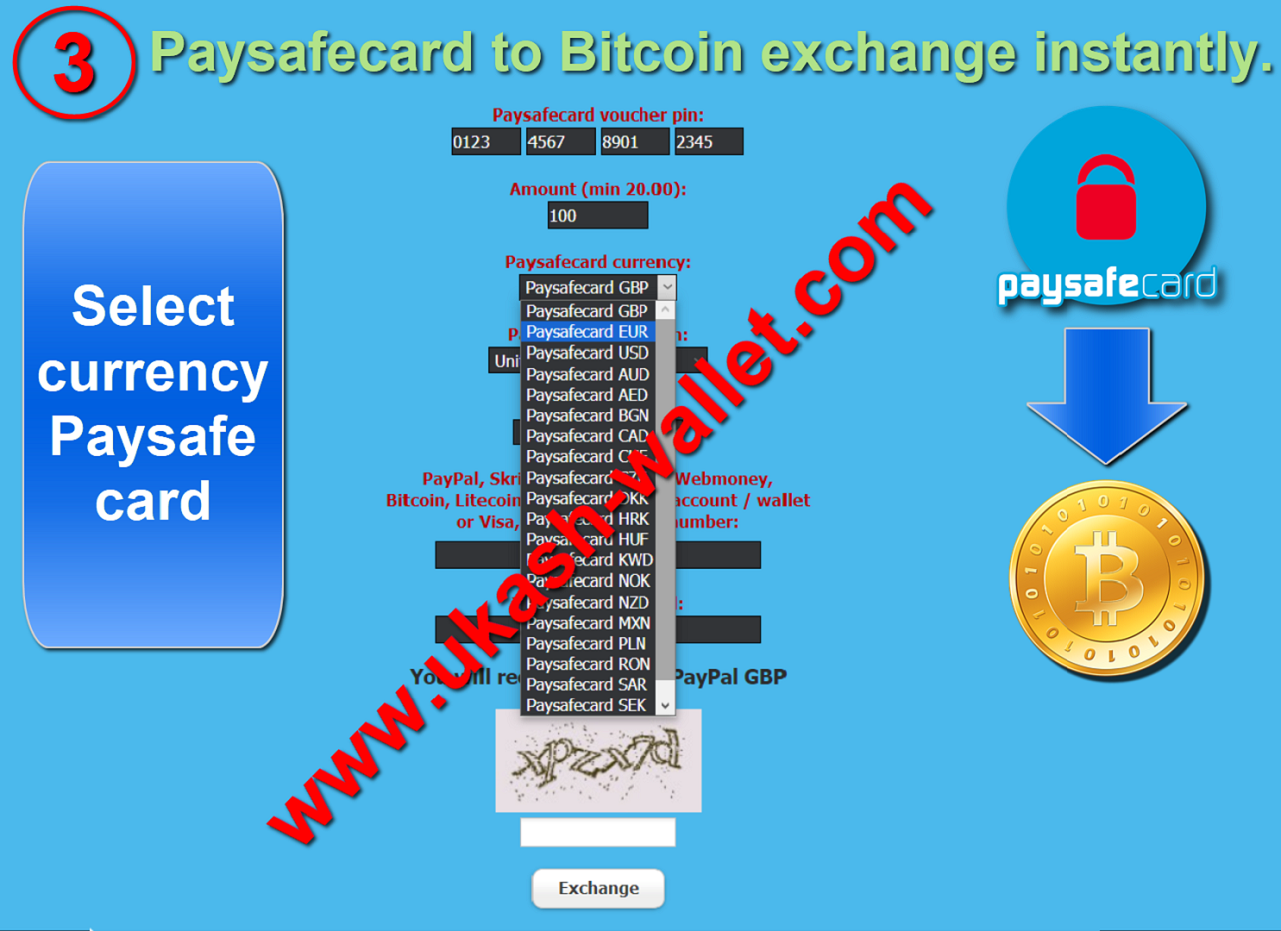 Paysafecard to Bitcoin convert - Step three.