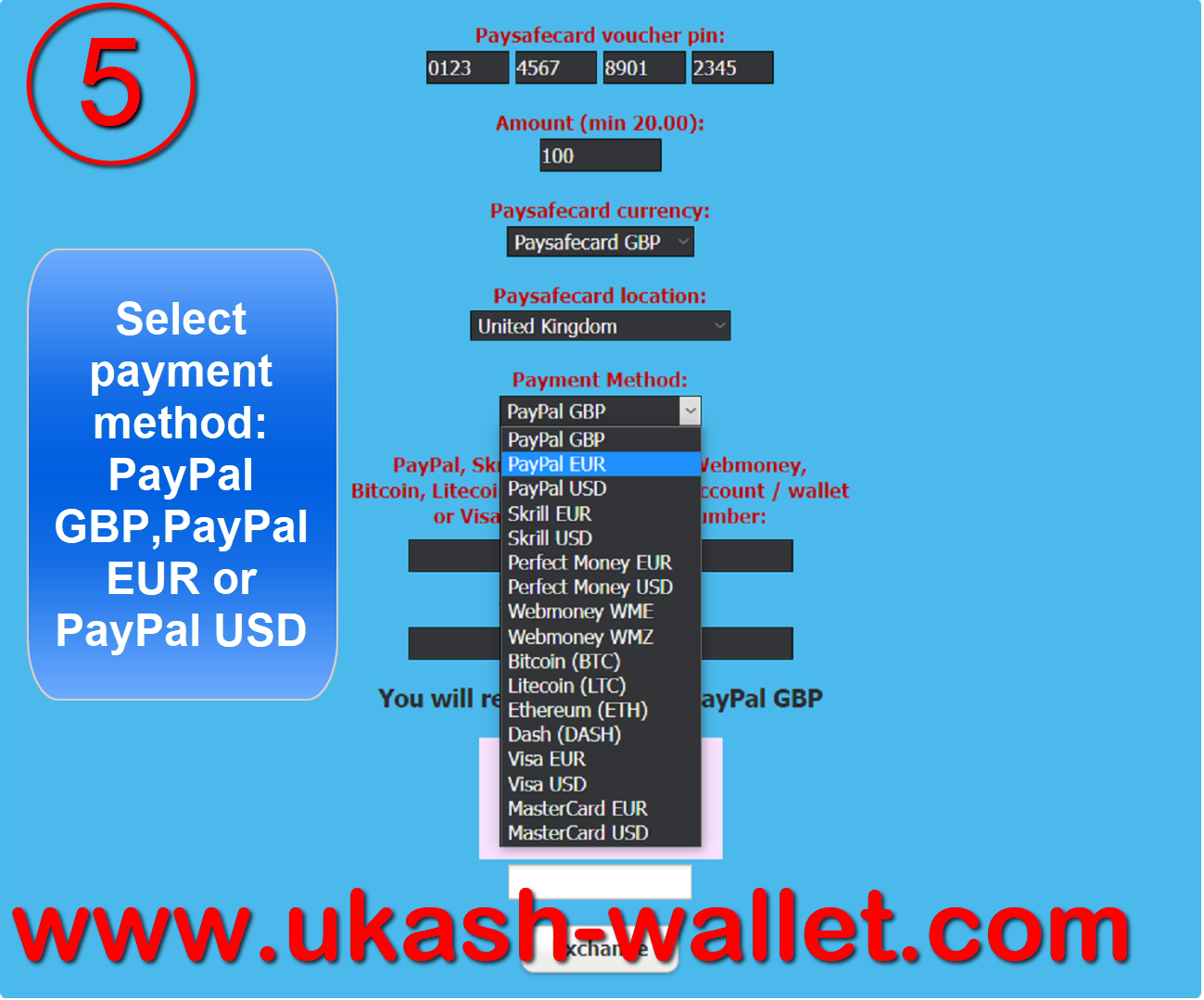 Paysafecard to Paypal instantly - Step five.
