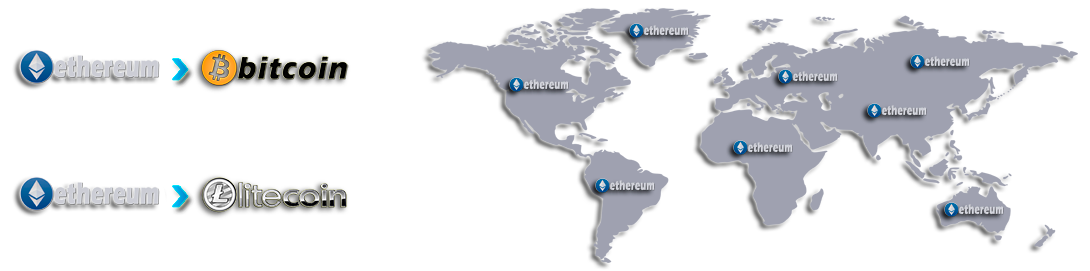 Exchange Ethereum to Bitcoin, Ethereum to Litecoin instantly.